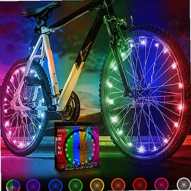 Activ Life 2-Tire Pack LED Bike Wheel Lights with Batteries Included! Be Visible