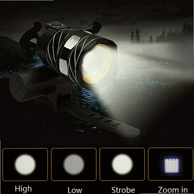 Adjust Focus 3 Mode LED Rechargeable Bicycle HeadLight Bike Racing Front light