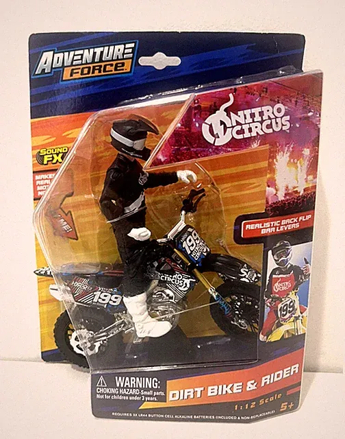 ADVENTURE FORCE NITRO CIRCUS DIRT BIKE & RIDER SET TRAVIS PASTRANA #199 BLACK!!