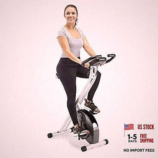 Foldable Upright Exercise Bike with Adjustable Resistance for Upright White