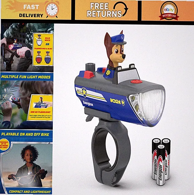 Kid's Bike Light & Scooter Flashlight - PAW Patrol Toy, Batteries Included, Fun