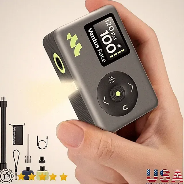 Mini Portable Bike Pump Fast Inflation Digital Pressure Monitor Presta Schrader