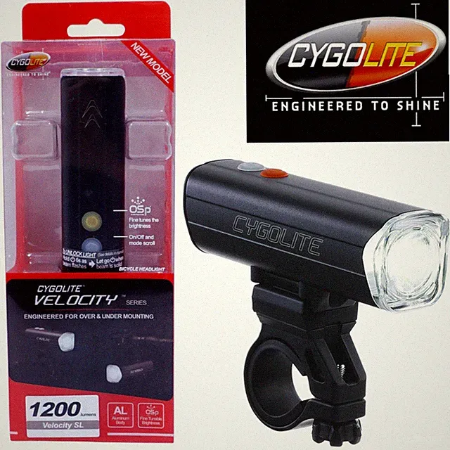 NEW Cygolite Velocity SL 1200 Lumens Hi-Capacity Bike Headlight 9 Modes Dimmable