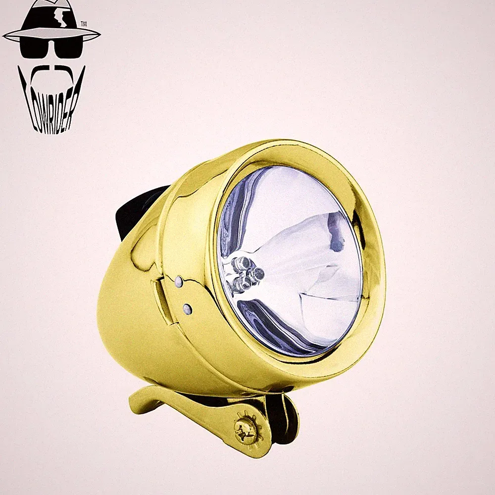 ORIGINAL LOWRIDER Bullet Light 3 LED Gold Vintage Cruiser Bicycle Headlight.