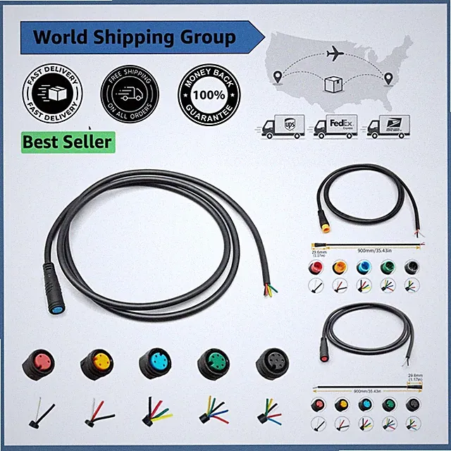 Versatile 900mm DIY Ebike Extension Cable - Multiple Pin Connectors Included