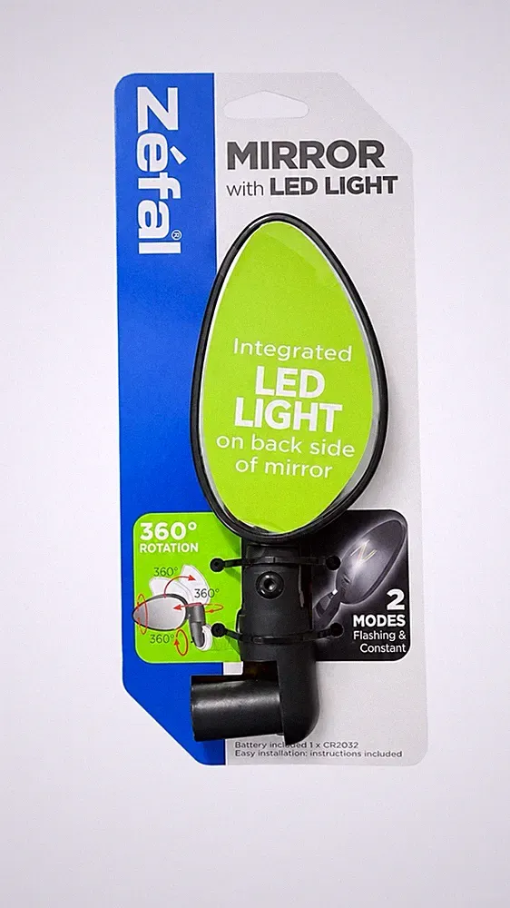 Zefal Bike Mirror with LED Bike Light Universal Fit Battery Included New